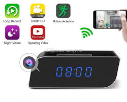 Spy camera Wifi Table Clock Night Vision 1080p HD